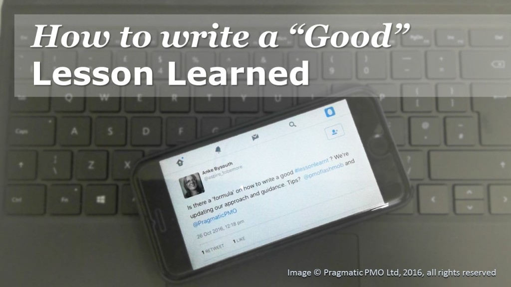 How to write a good lesson learned