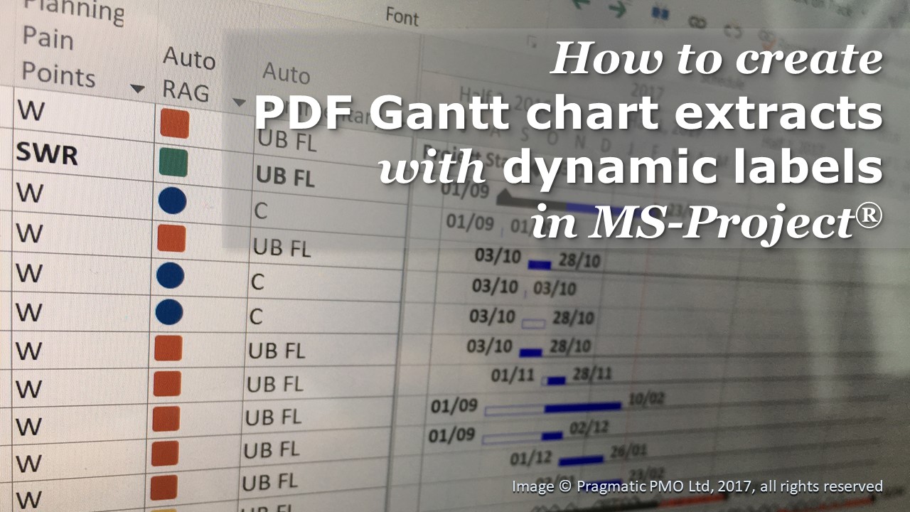 How to create PDF Gantt chart extracts with dynamic labels in MS-Project®